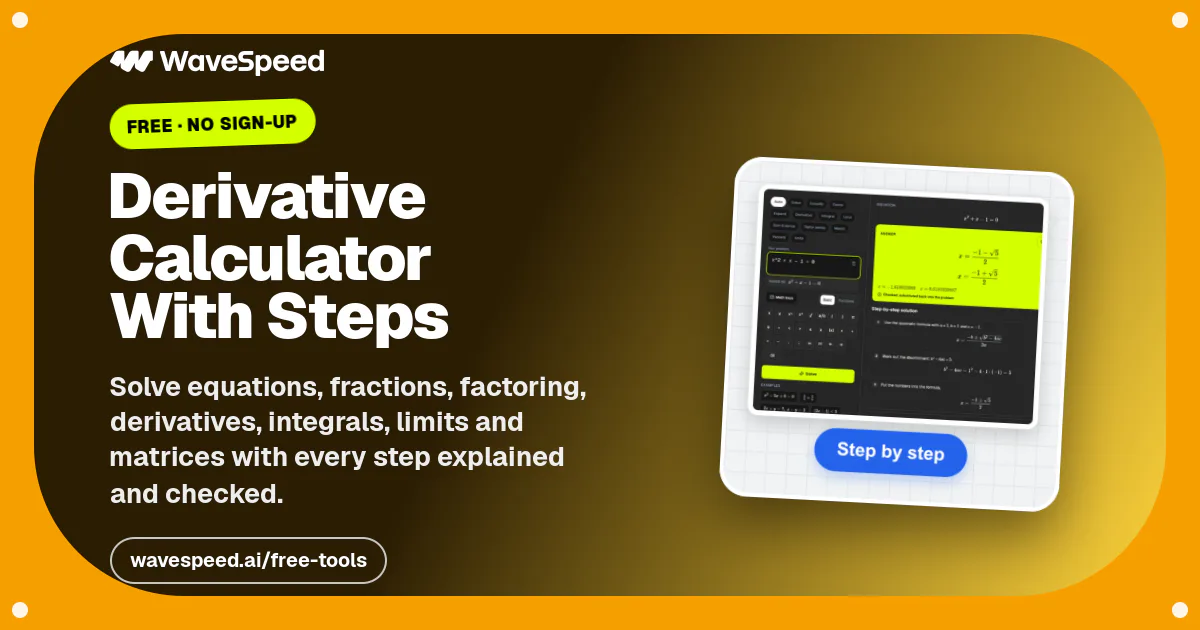 Derivative Calculator With Steps – Free Online | WaveSpeed AI