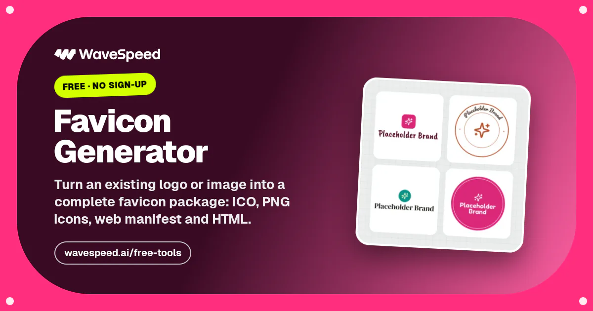 Free Favicon Generator – ICO, PNG & Website Icon Pack | WaveSpeed AI