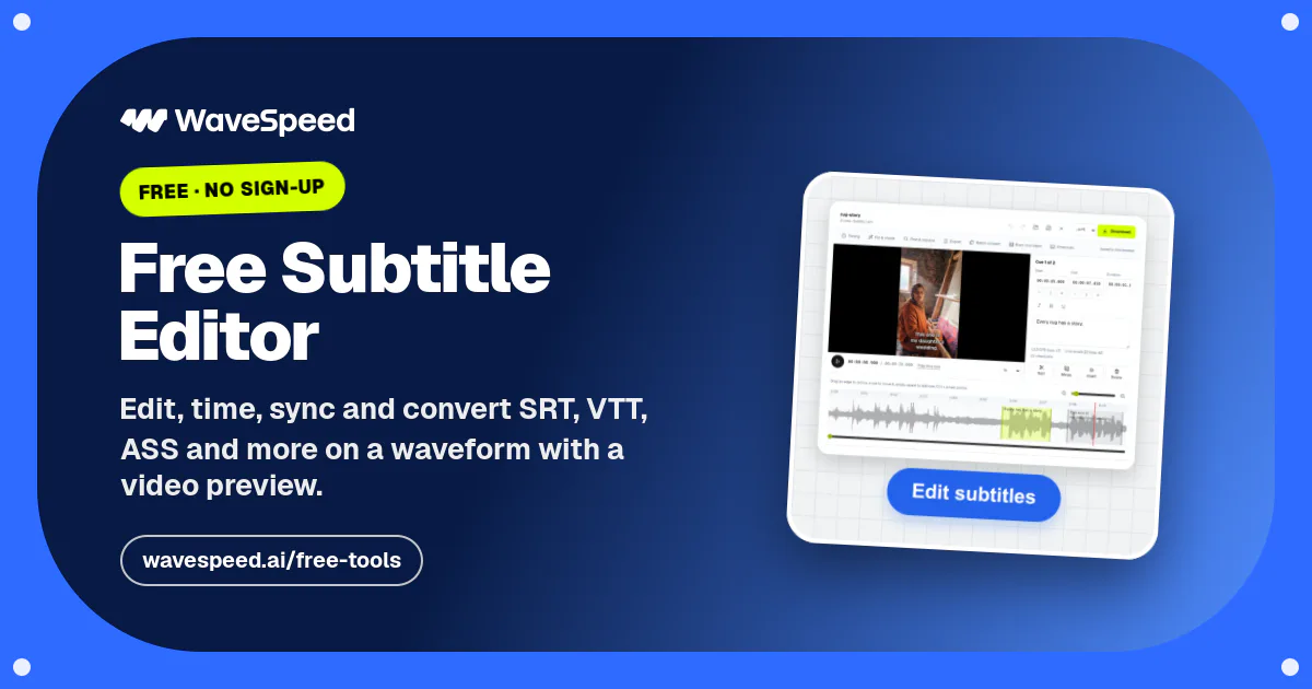 Free Subtitle Editor Online – Edit, Sync & Convert SRT, VTT, ASS ...