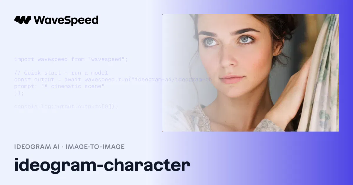 Ideogram Character | Fast Image Editing API on WaveSpeedAI