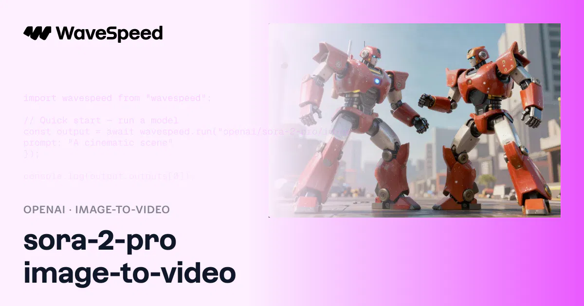 Sora 2 Pro Image to Video | Fast Image-to-Video API on WaveSpeedAI