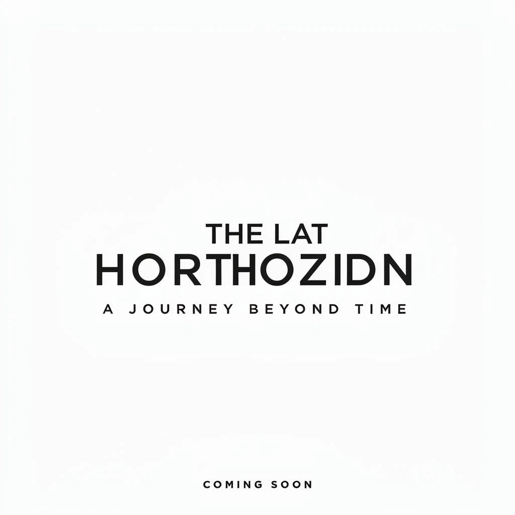A cinematic movie poster titled “THE LAST HORIZON”. Add the subtitle “A JOURNEY BEYOND TIME” and the release text “COMING SOON”. Ensure every word is sharp, correctly spelled, and clearly readable.