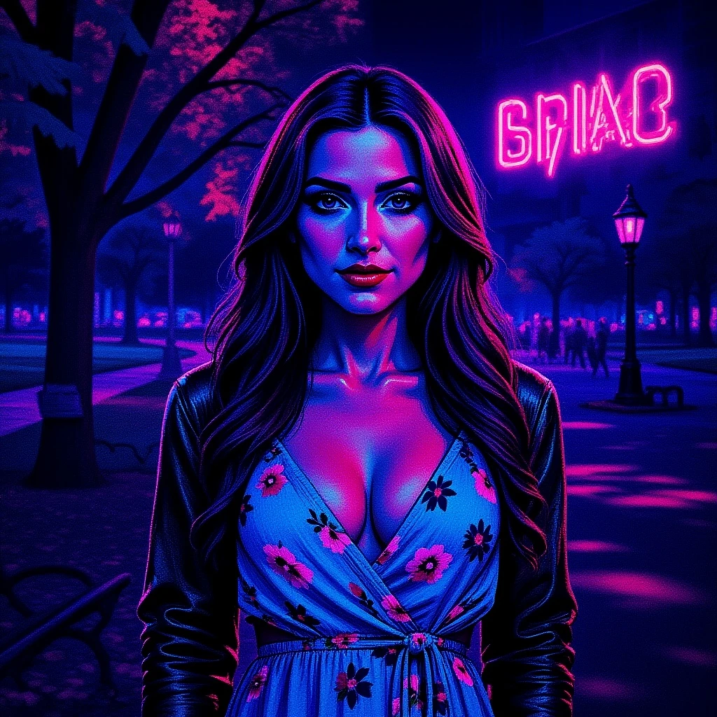style of 80s cyberpunk, a girl