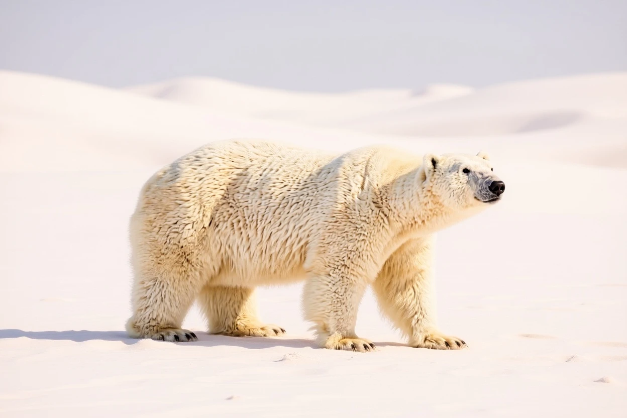 Let this polar bear walk on the desert