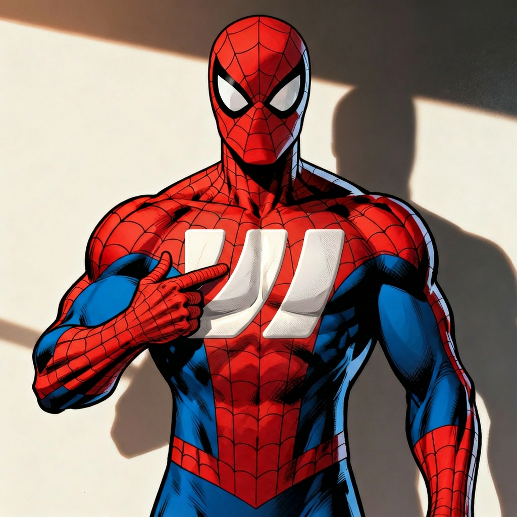 Change the logo on Spider-Man's chest to the img 2 logo. And keep it white and adapt for his suit.