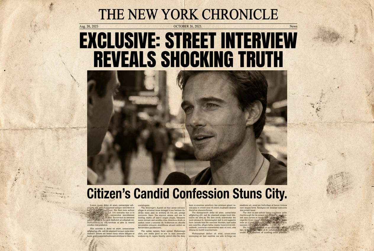 Make the photo look like a newspaper front page headline.