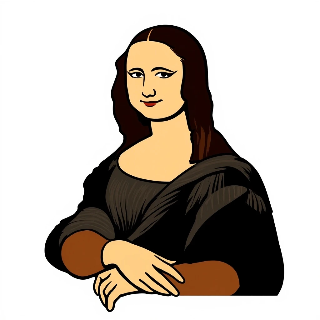 v3ct0r style, simple flat vector art, isolated on white bg, Mona Lisa