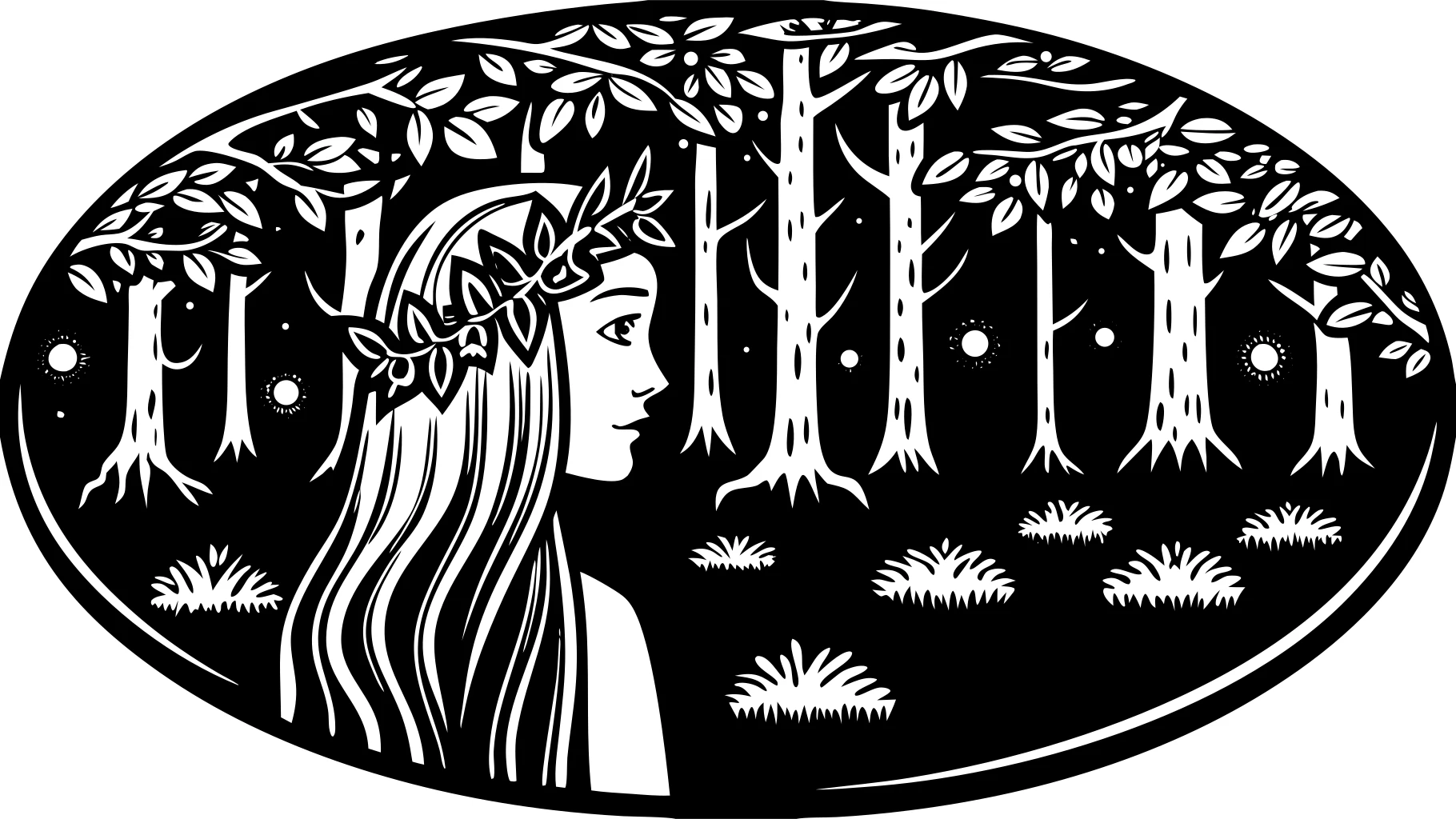 Elven princess in a glowing forest, wearing a crown of leaves, long flowing hair, bioluminescent fireflies surrounding her