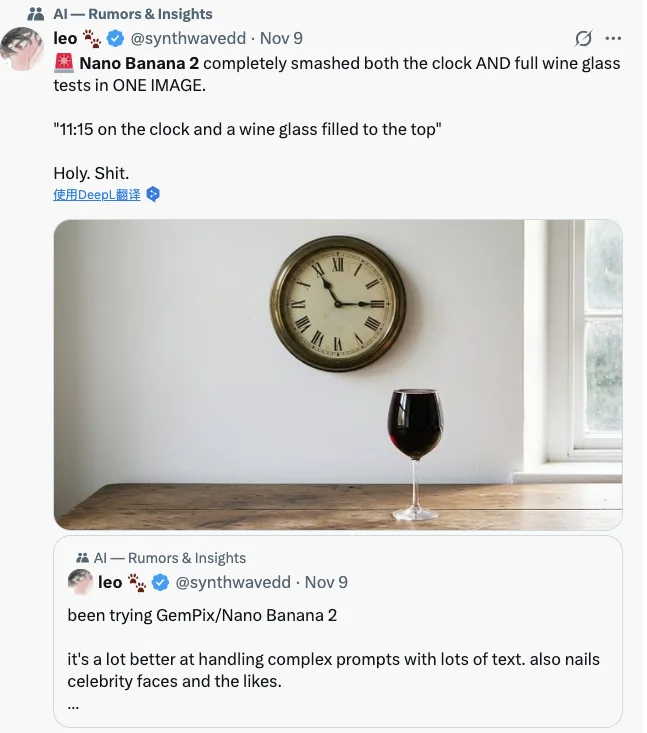 Prueba de referencia de copa de vino y reloj