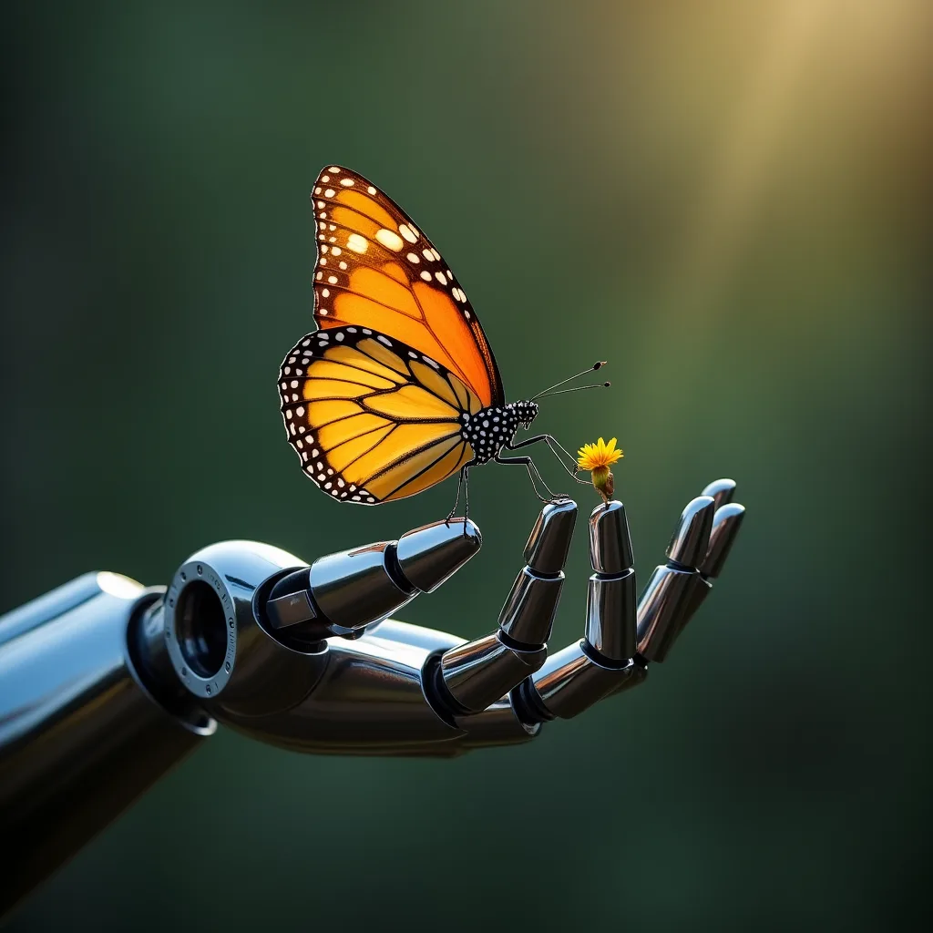Nature - Wildflowers swaying gently in a meadow breeze, butterflies fluttering, soft afte
