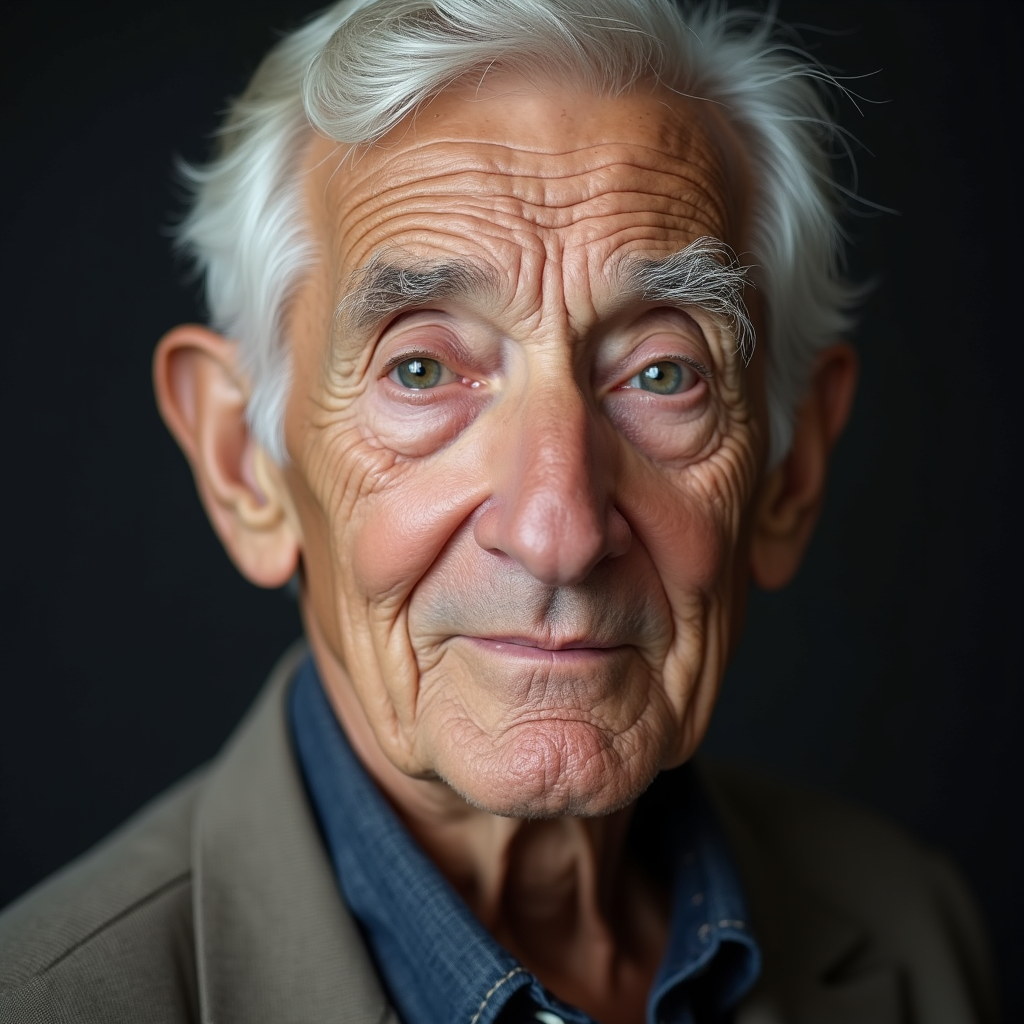 De-aging - Middle-aged man de-aged to early twenties, smooth skin and youthful features pre