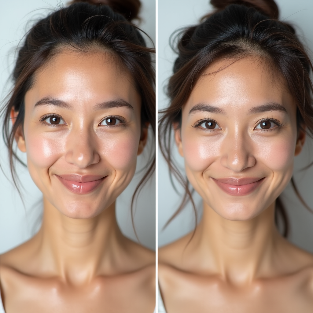 Natural, Identity-Preserving Results - The model maintains facial identity throughout the transformation. Eyes, bone st