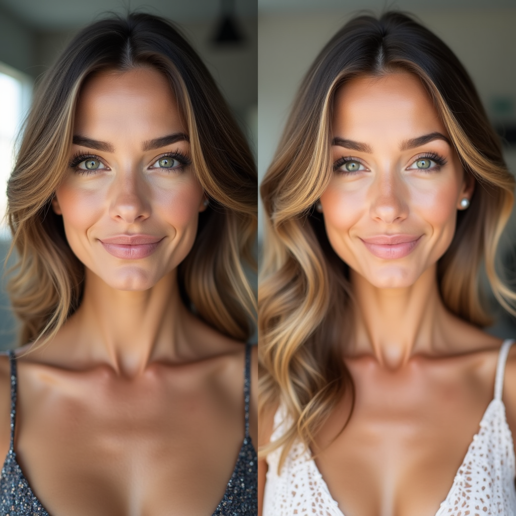 Creative - Elderly grandmother de-aged to teenage years, preserving eye color and facial st