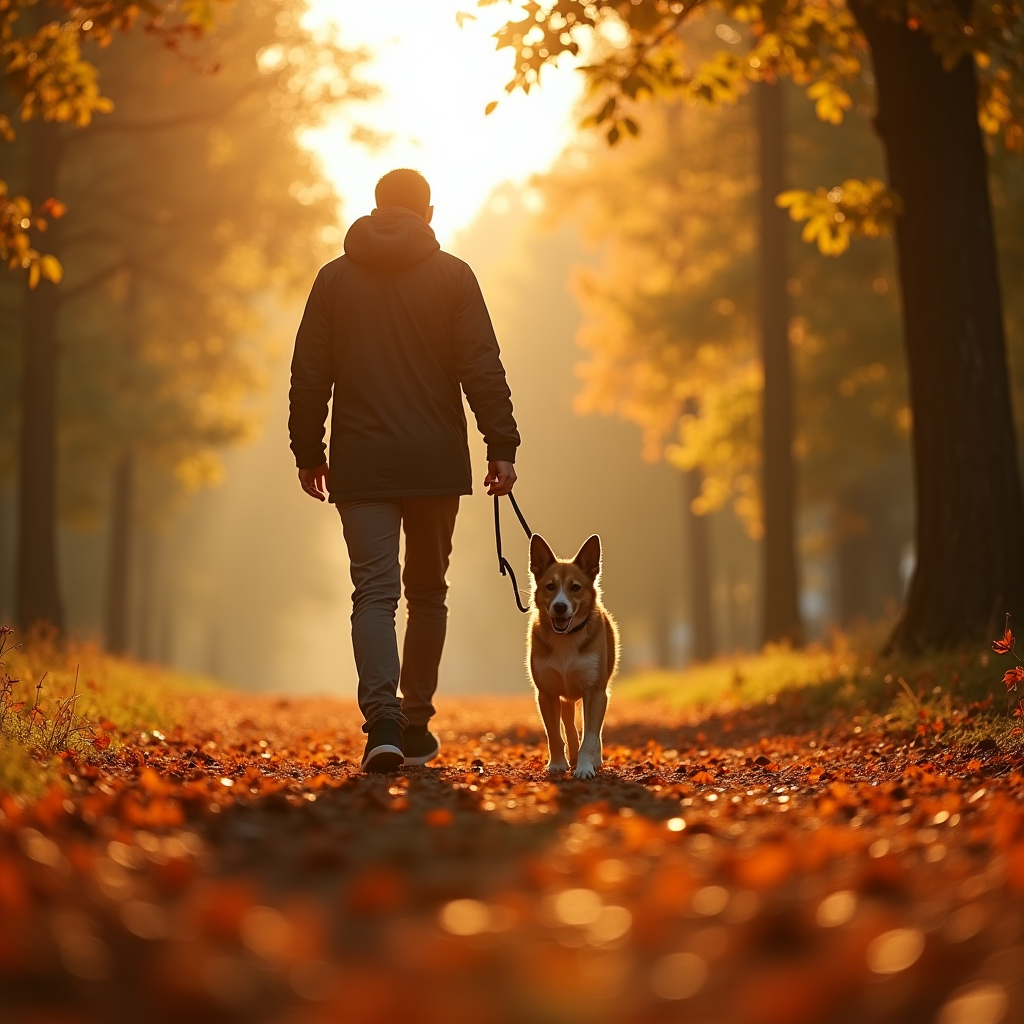 Park - Corgi playing fetch in a sun-dappled park, dynamic tracking shot, golden hour li