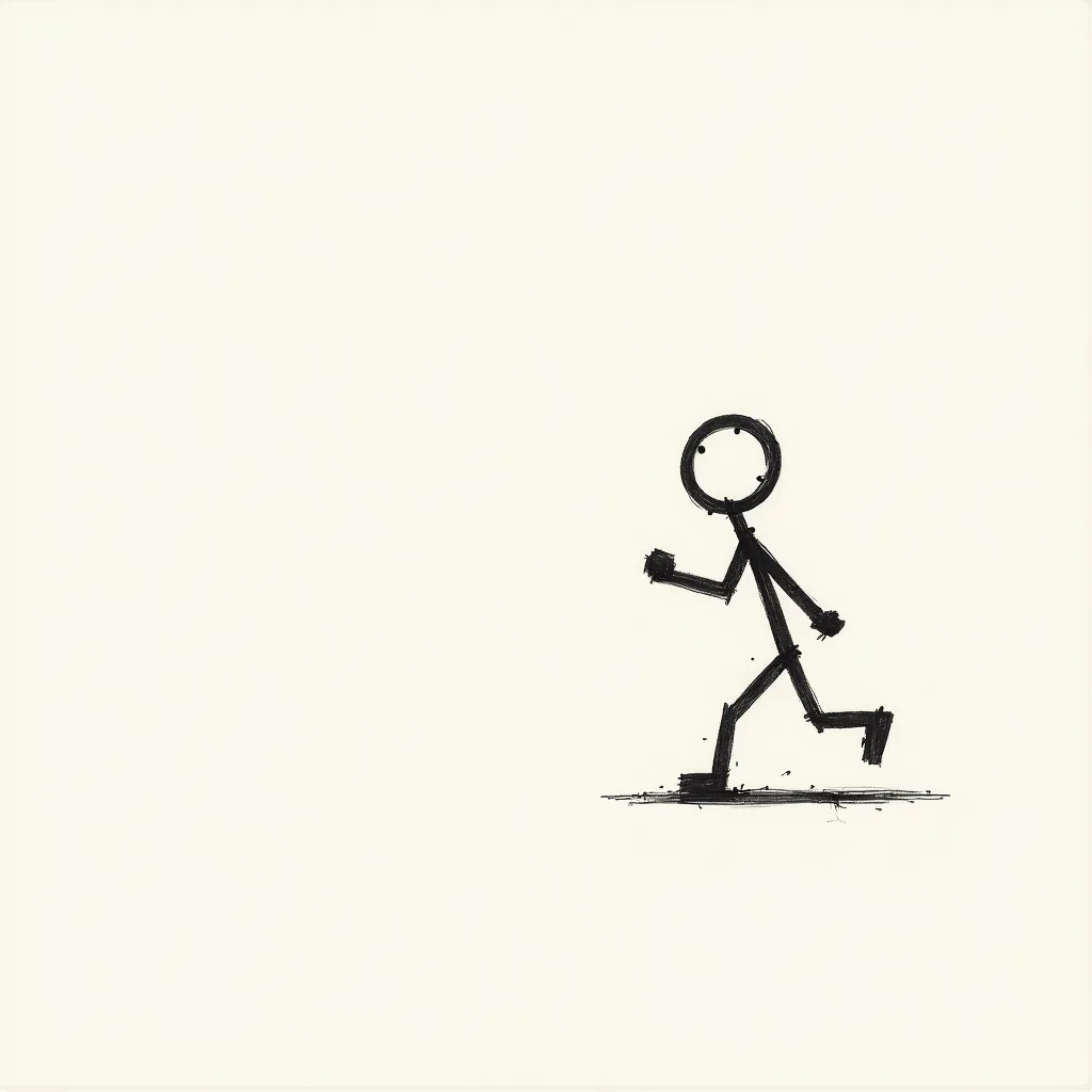 Character - Hand-drawn character sketch coming to life, walking and waving, pencil-on-paper