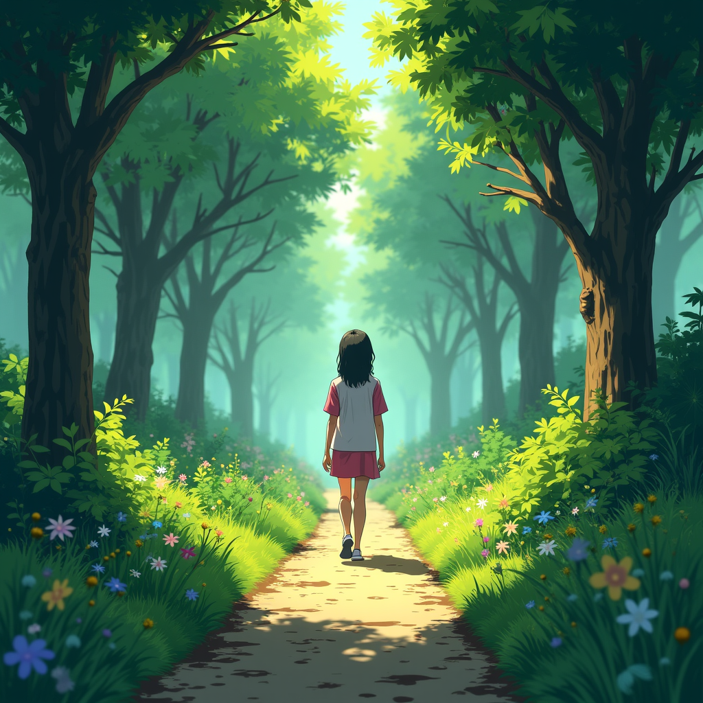 Landscape - Transform a drone flyover of rolling green hills into Ghibli-style animated land