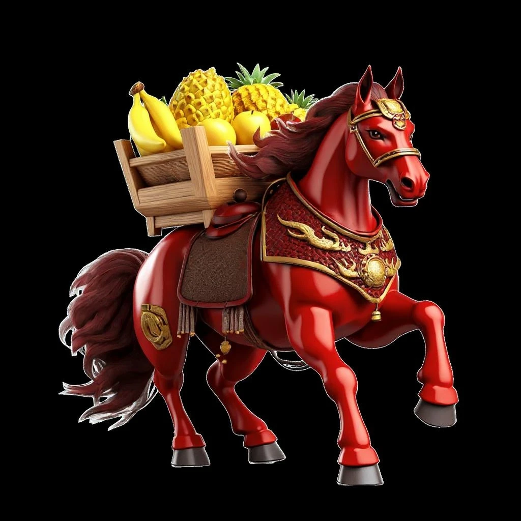 The horse is carrying fruits.
