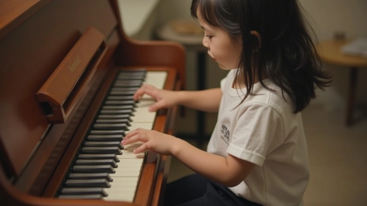 Little girl playing the piano