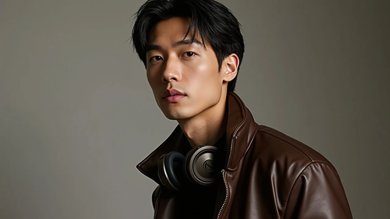 a man with stylish headphones around his neck, urban minimalist style