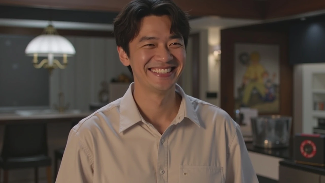 This man is cooking and smiling at the camera