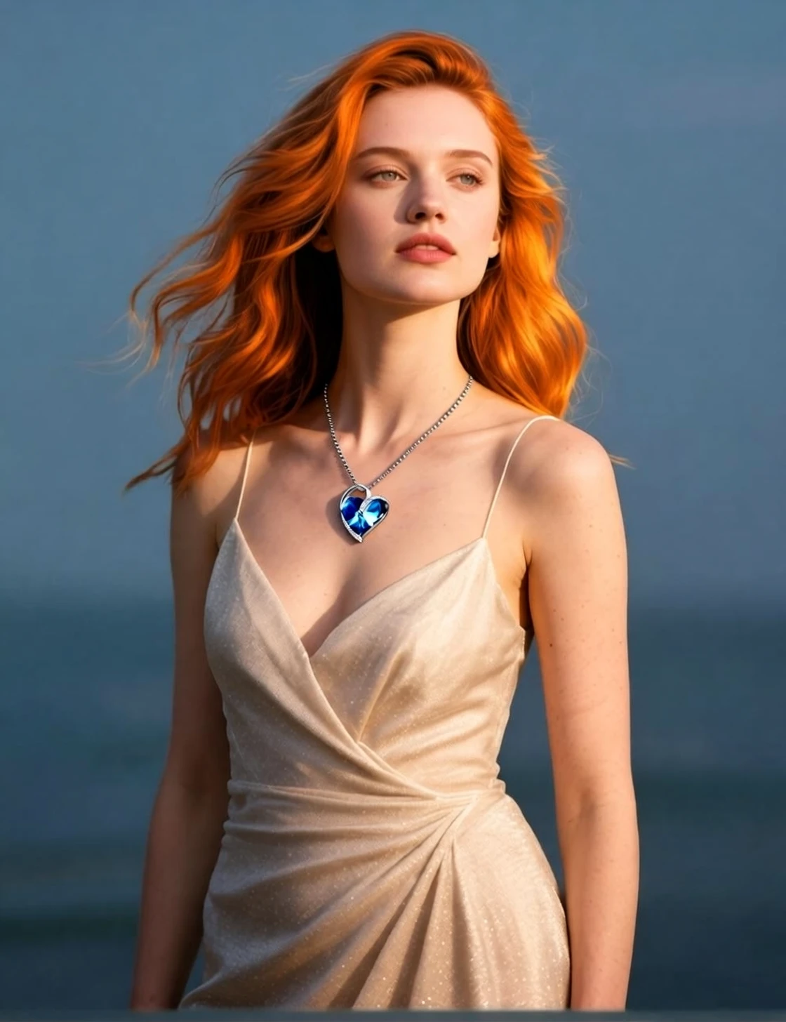 Turn the woman's hair into orange-red hair.