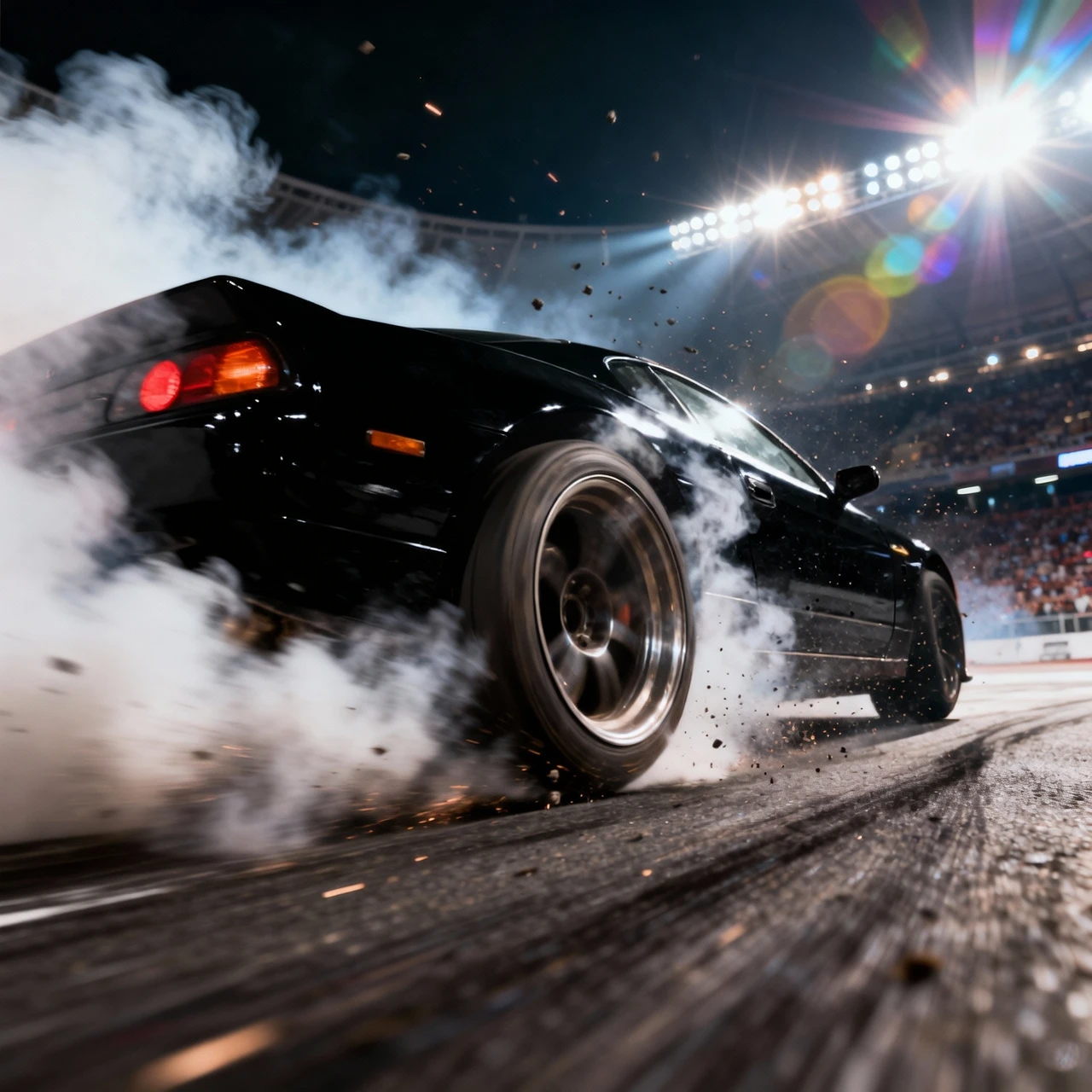 Turn the red car into a black car.
