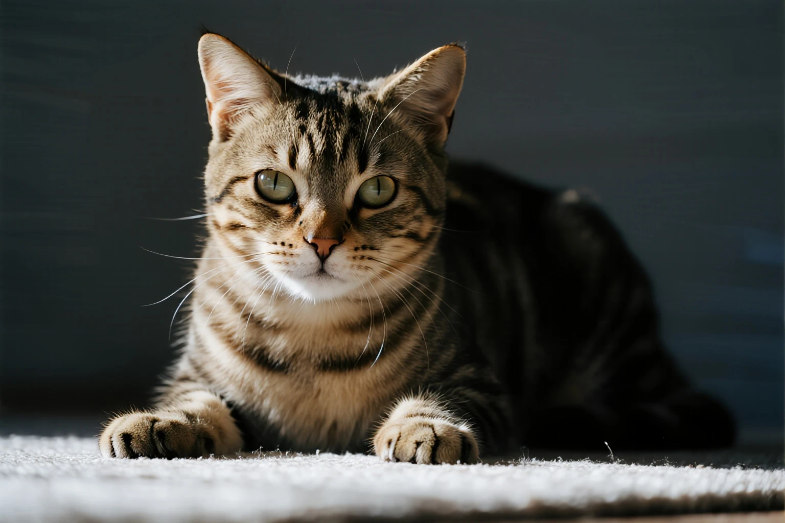 狸花猫。瞬间抓拍,独特的拍摄角度,非对称,动态模糊,低光环境,光影美学,自然色彩,丰富层次感,细腻画质,真实,虚化柔和过渡,情绪氛围感,电影质感,获奖作品。