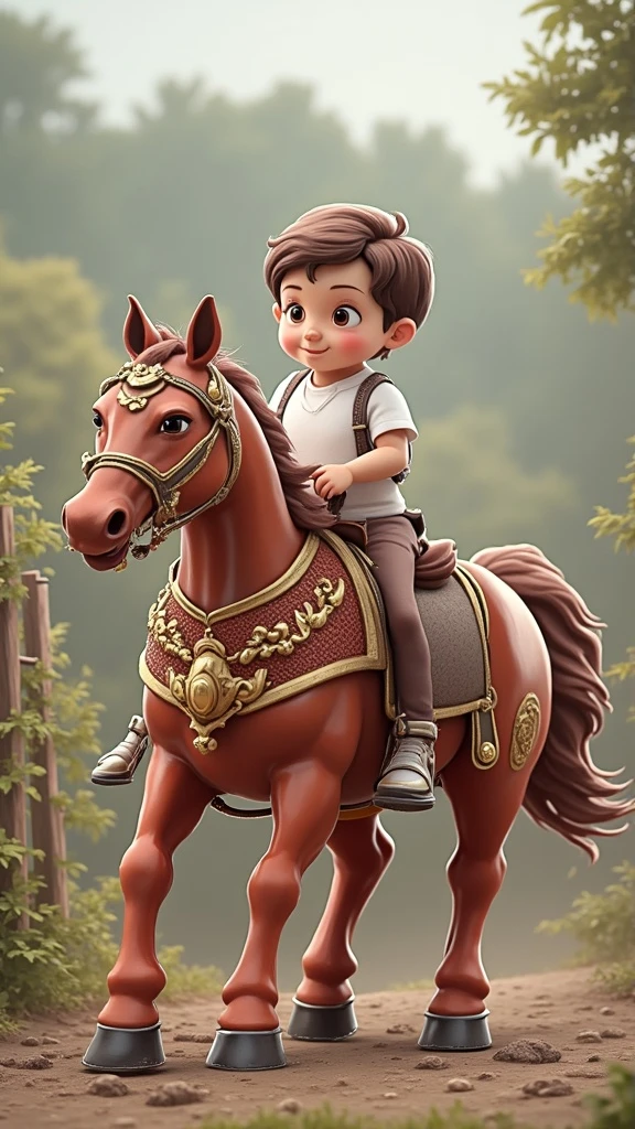 A boy riding a horse.