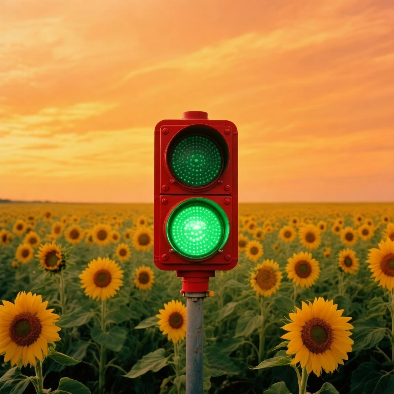 Delete all text and change the red light to green light.