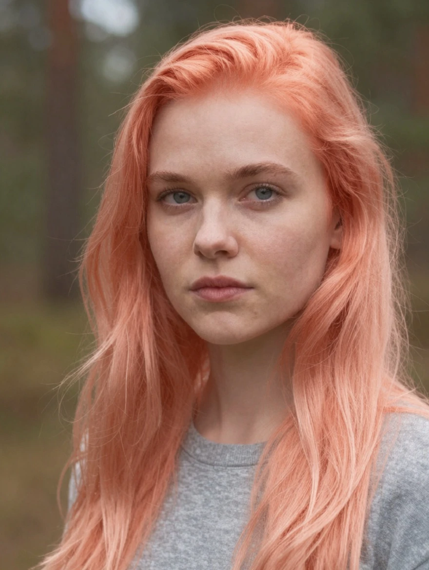 Change her hair color to light red.