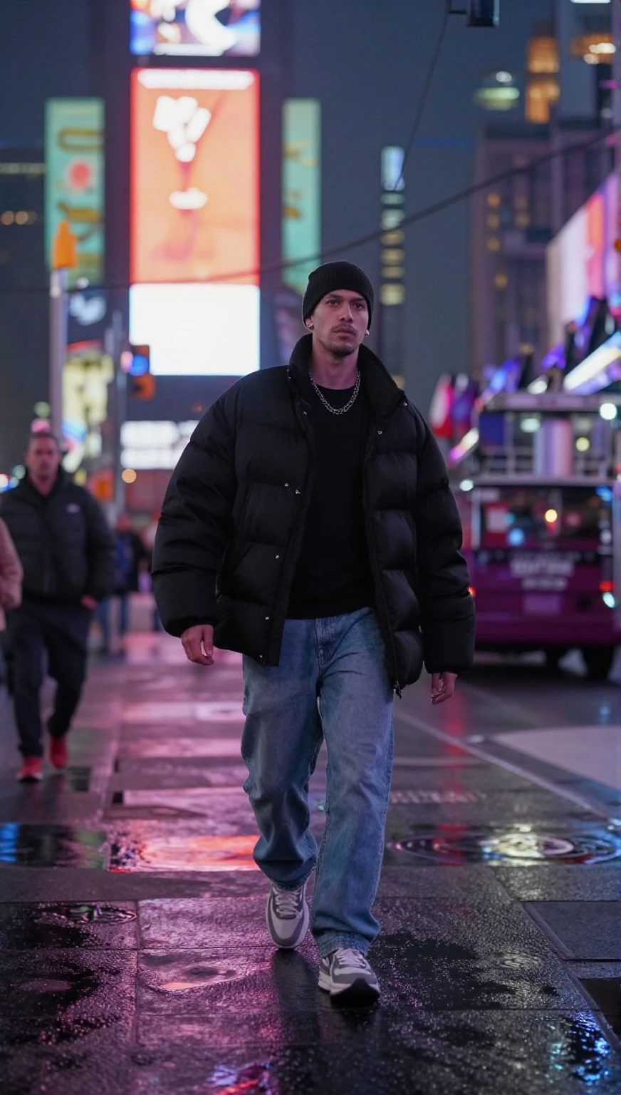 Change the background to Time Square.