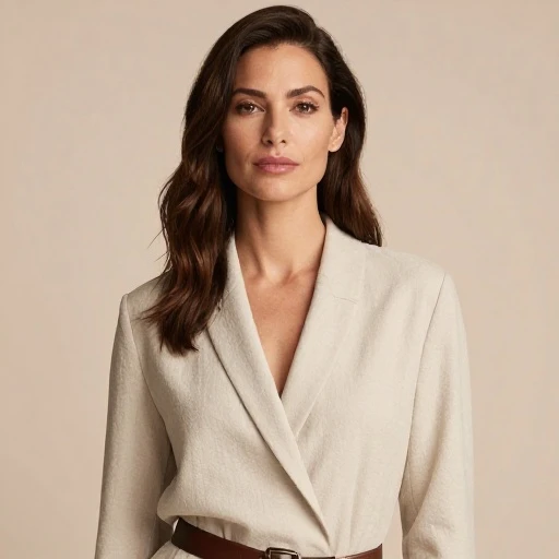A clean studio portrait of an adult US female model against a soft beige background, natural makeup, elegant neutral outfit, calm confident expression, soft diffused studio lighting, premium commercial photography, photorealistic, ultra-detailed, refined composition