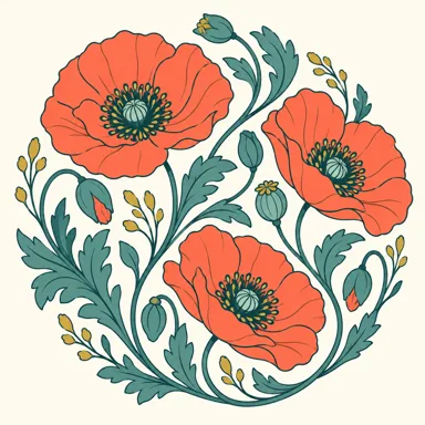 Poppy botanical pattern