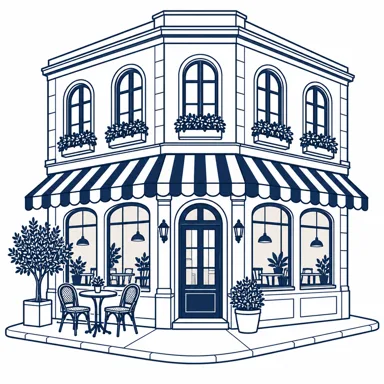 Corner cafe line art