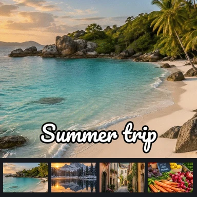 Travel slideshow with text