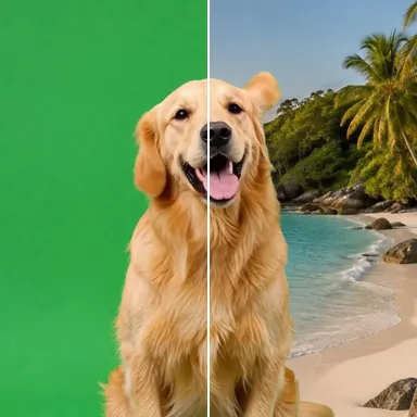 Dog on a green screen
