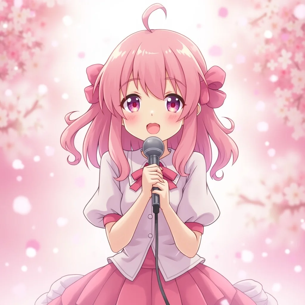 Anime AI singing video by @animeVox — Anime-style vocaloid performer in a pastel pop music video,