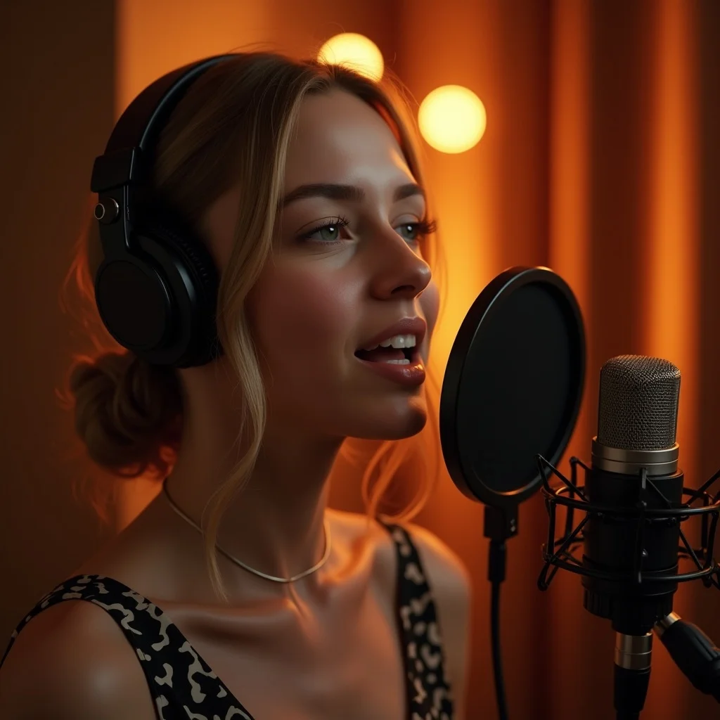 Photorealistic Artist singing video style