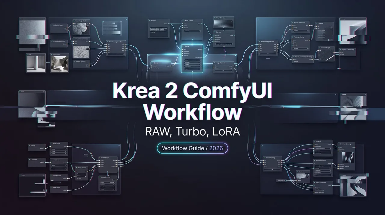 Krea 2 ComfyUI Workflow: RAW, Turbo, LoRA
