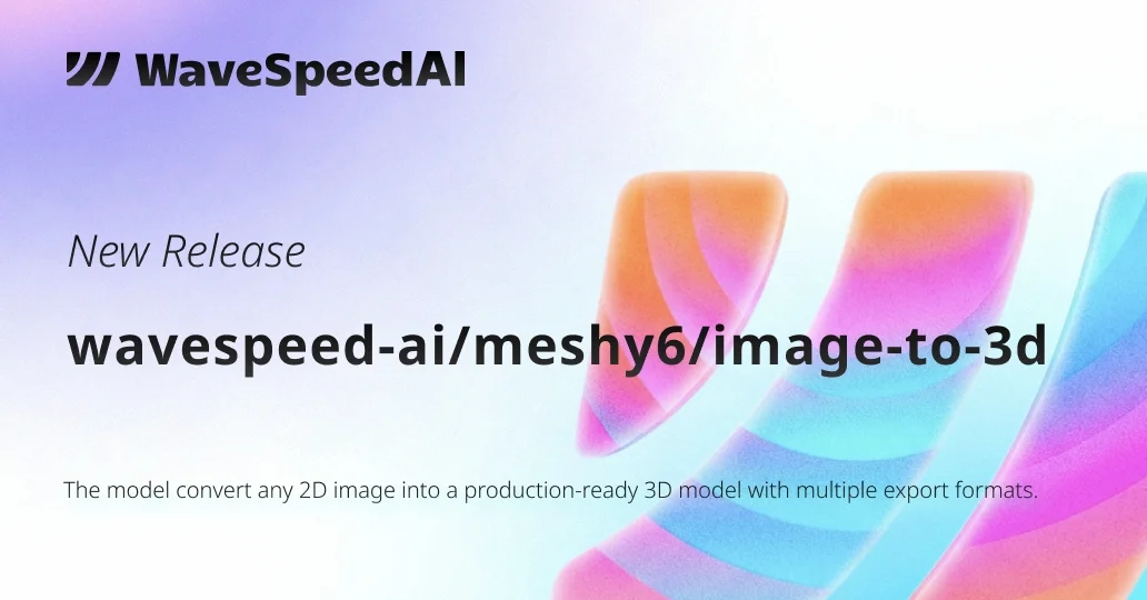 Meshy6 Image to 3D | AI Image-to-3D Model API | WaveSpeedAI