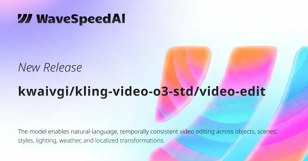 Kling Video O3 Std Video Edit | AI Video Editing API | WaveSpeedAI