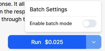 Run Button - Batch Mode Off